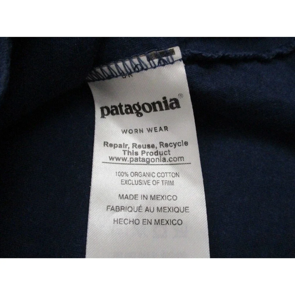 Patagonia Shirt Mens 2XL Slim Fit Blue Organic Cotton Tee Crew Neck Short Sleeve - Picture 9 of 15